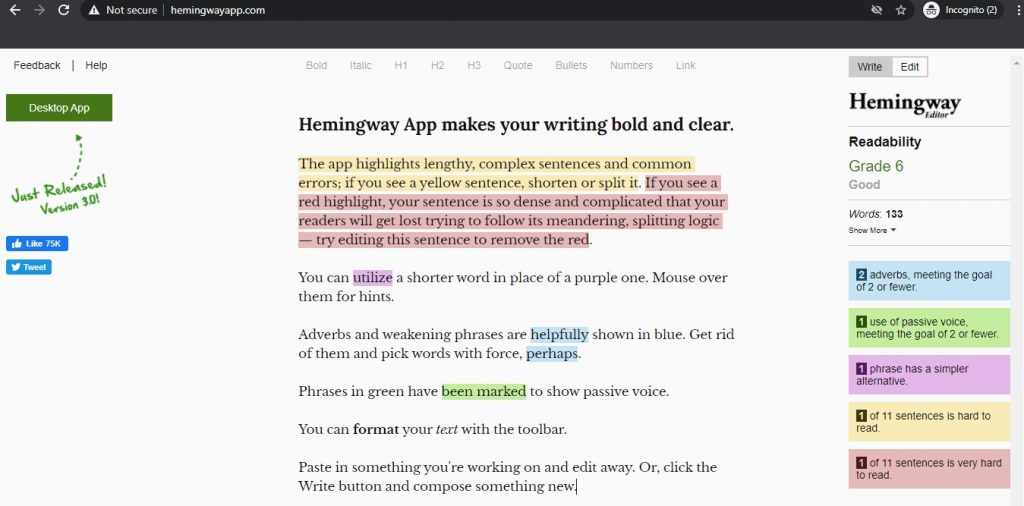 Hemingway App